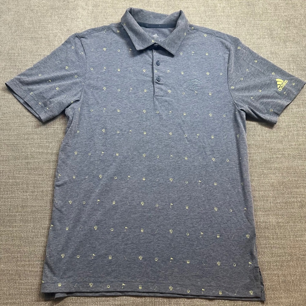 Adidas Golf Polo Men‎ Small Blue Primegreen 1914 Embroidered Logo Shirt